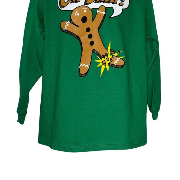NWT Fifth Sun Oh Snap! Gingerbread Man Green Holiday Christmas Funny Tee Boy's L - Picture 3 of 7